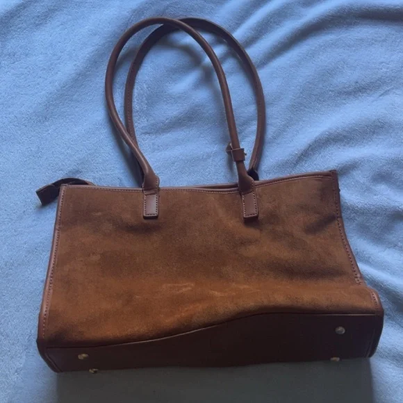 SOLD Brown Leather/Suede Western Satchel Shoulder Bag - Picture 2 of 3